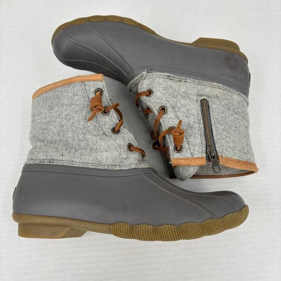 Sperry Duck Boot Womens Size 7.5 Gray Wool Blend 200g Insulated Side Zip - Picture 3 of 10